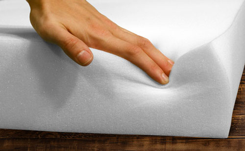 pressing on a memory foam mattress