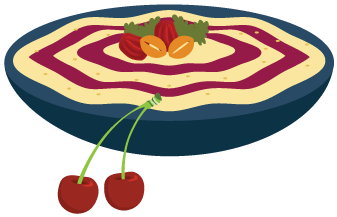Beet hummus tart cherry topping Illustration