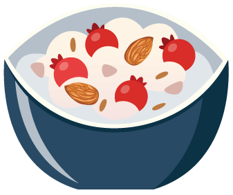 Greek yogurt with almonds and honey Illustration