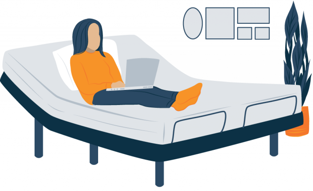 Zero Gravity Sleeping Position 7 Benefits For Your Health Sleep Advisor   Illustration Of A Lady On An Adjustable Bed Working On Her Laptop 1 1024x626 