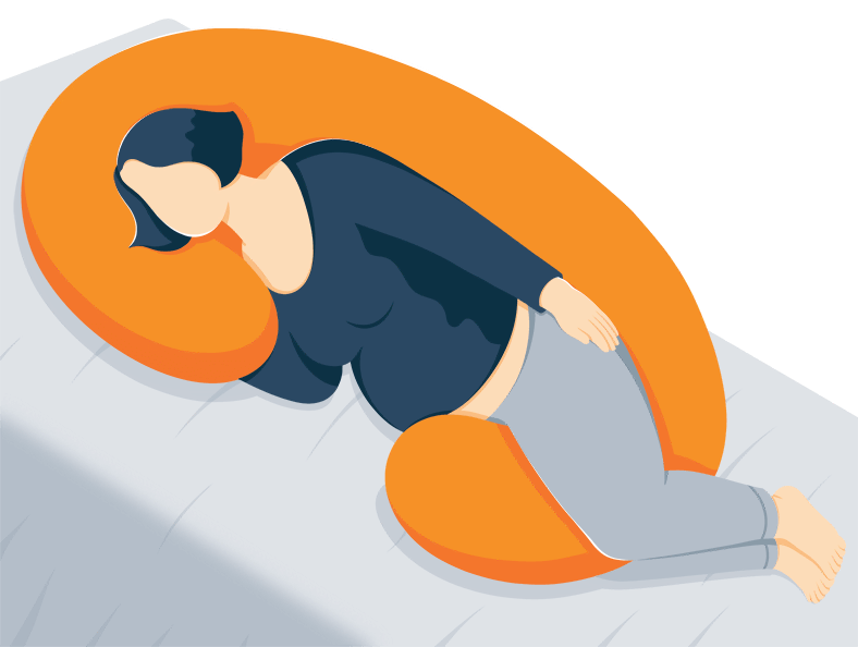 Illustration of a Pregnant Lady Sleeping with a Pillow Between Her Legs