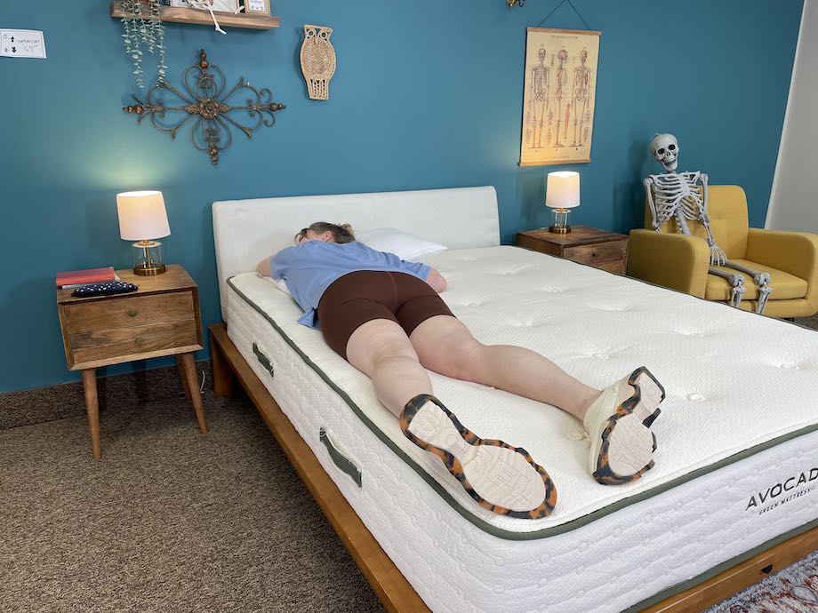 Testing the Avocado Green Mattress for stomach sleepers