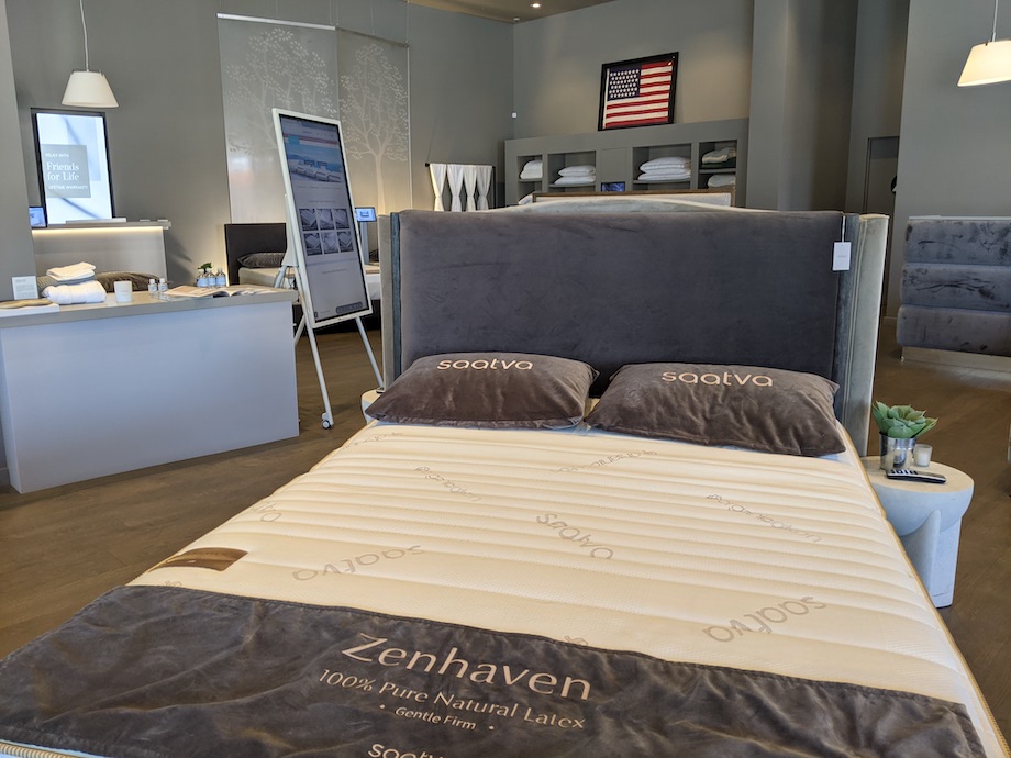 Saatva Zenhaven mattress in the Saatva showroom in Los Angeles